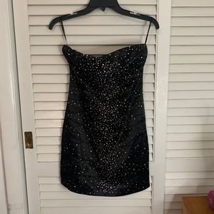 Strapless Sparkly Black Short Dress